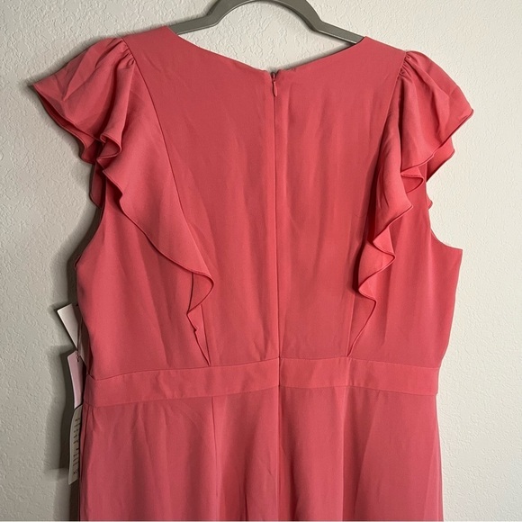 Women’s new Rachel Parcell flounce sleeve side slit pink jumpsuit size XL - Picture 9 of 10